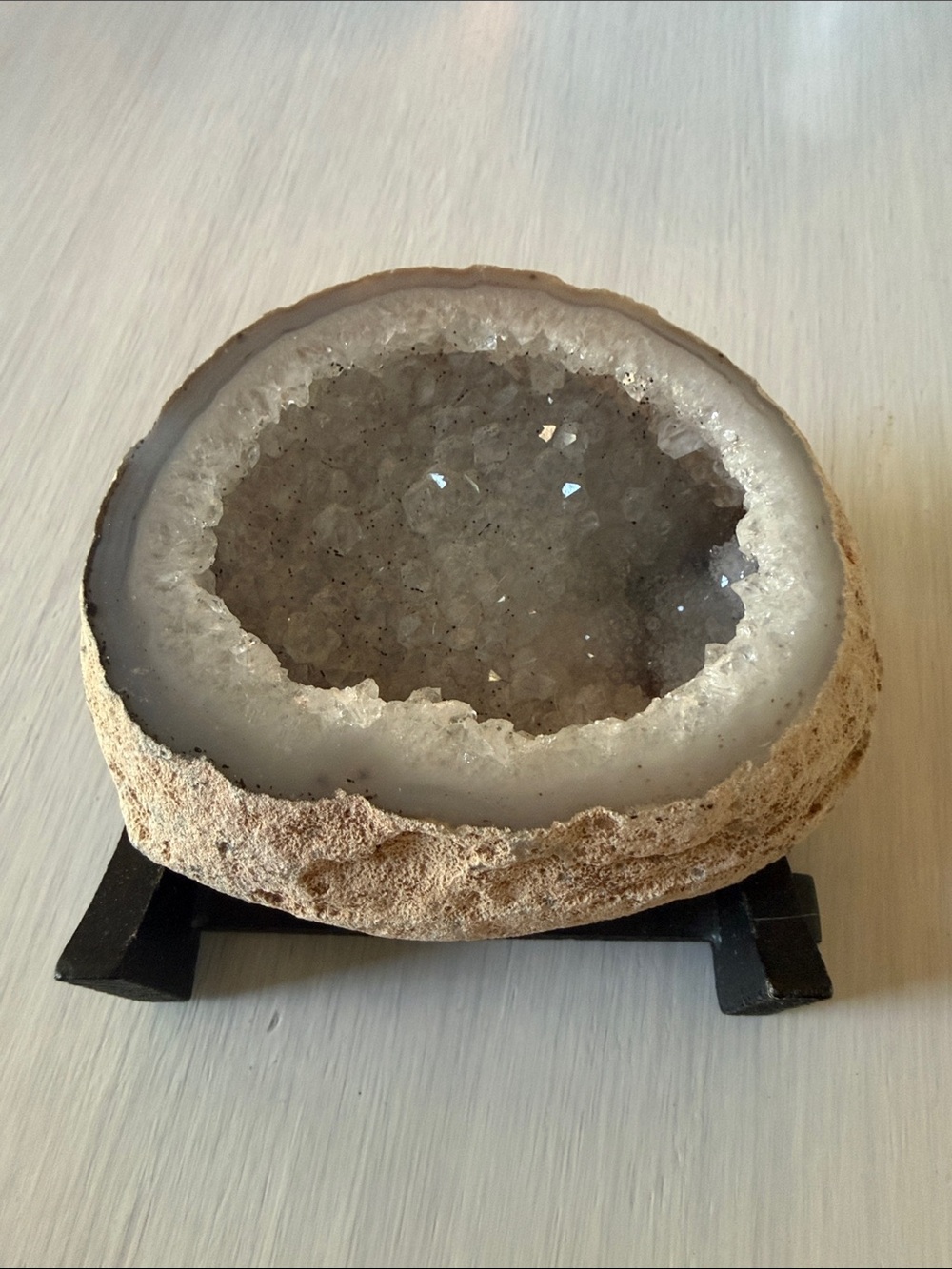 Natural Gray Crystal Geode - Sparkling Home Accent size-